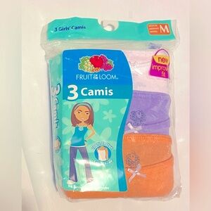 Fruit of loom . Girls. 3 pk cami tank  Tee’s.  M 8-10